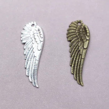 8PCS Antique Silver Anjel krídla Charms krídla Kúzlo prívesok DIY Dodávky Šperky Robiť