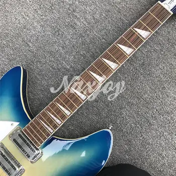 Modrá A Krémovú Farbu 12 Reťazce Ricken 360 Model Elektrická Gitara,Pôvodné Vlastné Duté Telo Rick Jazz Guitar,Doprava Zdarma