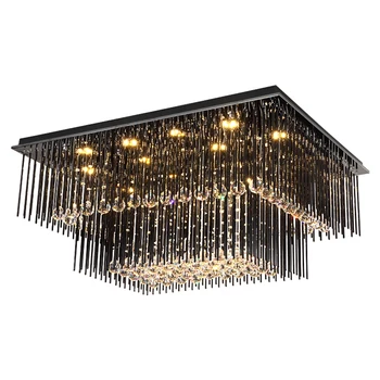 2 vrstvy moderné crystal ceiiling luster čierna lampa AC110V 220V lesk LED obývacia izba, spálňa svetlá