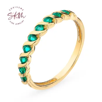 SKM 14k 18k žlté zlato prstene pre ženy smaragd prsteň Zásnubný snubné prstene dizajnér Sľub Luxusne Jemné Šperky