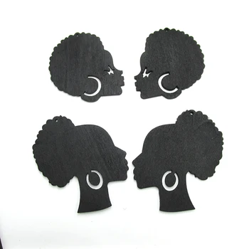 Black Afro Vlasy Dreva Náušnice Pre Ženy