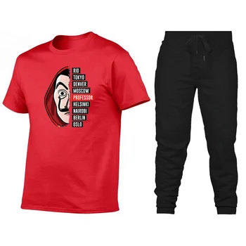 Peniaze Heist/ Tlačené Karikatúra T Košele, Nohavice Muži/ La Casa De Abstraktných / T-tričko Unisex Dom Papiera T shirt Hip Hop Tees