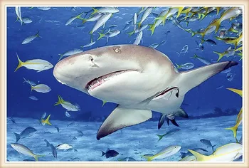 5D Diamond Výšivky DIY Veľký biely žralok námestie Obrázky Diamond Mozaiky Vyšívanie, Cross Stitch Súpravy Domova Plátno