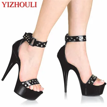 15 cm Model ukazuje nové topánky otvorenou špičkou sandále nočný klub pól model T fáze ukazuje, vysoké podpätky, topánky dámske