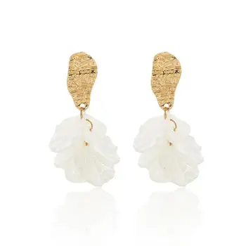 2019 Nové Živice Petal Náušnice Prehnané osobnosti nepravidelný kovové Drop náušnice Šperky pre ženy lady gift drop shipping
