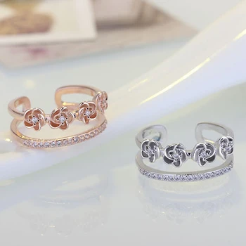 Bali Jelry Kúzlo Prstene pre Ženy 925 Silver Šperky Kvet, Zirkón v Tvare Drahokamy Otvoriť Svadobný Prsteň Zásnubný Drop shipping