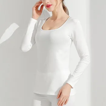 Nové Tričko Ženy Dlhý Rukáv Zimné Módne Topy Biele dámske tričká Základné Tepelné Bielizeň Žena Tshirts Camisas Femininas