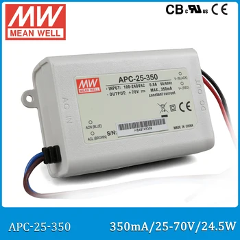 Pôvodné Meanwell LED driver APC-25-350 jeden výstup 24.5 W 25~70V 350mA LED napájací zdroj mean well APC-25 IP42