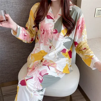 2020 Nové Jeseň Dlhý Rukáv Pajama Sady pre Ženy Tlač Sleepwear Vyhovovali Pyžamo Femme oblečenie pre voľný čas Odev Pijama Mujer Domáce Oblečenie