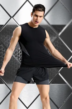 2020 nové vesta šortky športové nastaviť mužov tesný priedušná pot-absorbent rýchle sušenie vesta šortky školenia fitness oblek