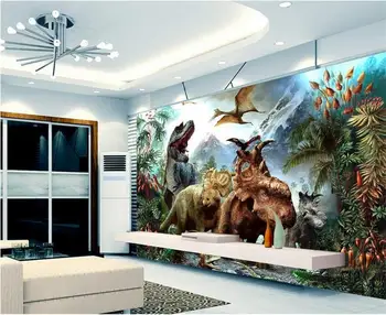 3d tapety vlastná veľkosť foto tapety obývacia izba nástenná maľba veľké 3D dinosaurov maľovanie na gauč, TV joj, tapety na steny 3d
