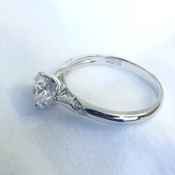 2 Carat 8mm Okrúhly Rez Zapojenie&Svadobné Moissanite Diamantový Prsteň Pevné Skutočné 14K 585 Biele Zlato pre Ženy