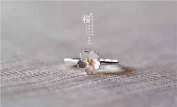 925 Sterling Silver cherry blossom Otvoriť Prstene Pre Ženy Hypoalergénne Módne Dievča Mincový striebro-šperky