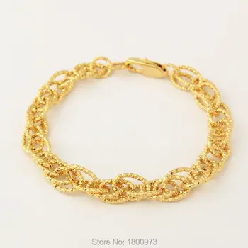 Nový Príchod Zlatý Náramok Zlatej Farby 21 cm *0.9 cm Jedinečný Kolo Reťazca & Odkaz Náramky Šperky Mužov