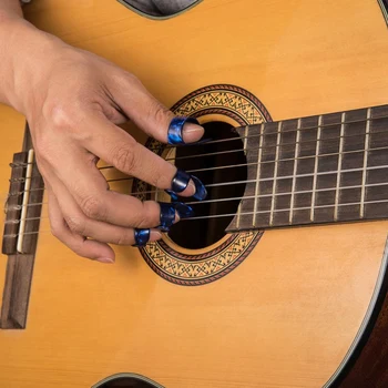 Gitara Starter Kit Obsahuje 8 Kusov Gitara Palec a Prst Tipy (Kovové a Modrá Celuloid), 5 Kusov Jasné, Gitara Prst Zisk