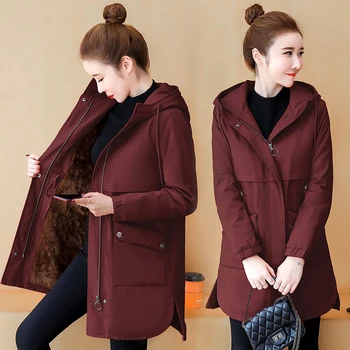 Dlhé Zimné Kabáty A Bundy Ženy 2020 S Kapucňou Plus Veľkosť Oblečenie Nadrozmerné Zipup Cardigan Vintage Hrubé Teplé Kórejský Móda
