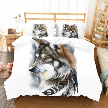 A posteľná bielizeň Nastaviť 3D Vytlačené Perinu Posteľ Nastaviť Vlk bytového Textilu pre Dospelých Obliečky s obliečka na Vankúš #L13