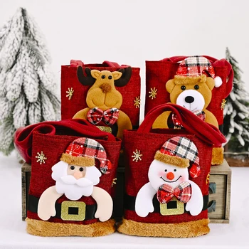 Vianočné Tote Bag Cartoon Santa Claus Elk Vianočný Darček Taška Deti Candy Apple Taška Tašky na Dekorácie