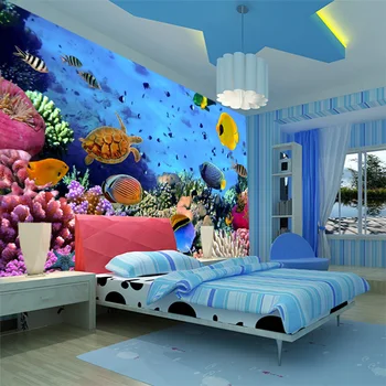 Vlastné 3D fotografie tapety Tichom ryby tapety nástenná maľba, spálne, detskej izby ihrisko bazén 3D stereo tapety