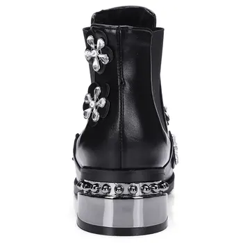 Fanyuan veľkosť 32-48 2017 jarné, jesenné módne členkové topánky stiletto vysoké podpätky ukázal prst Kvet Dekoratívne elegantné dámske topánky