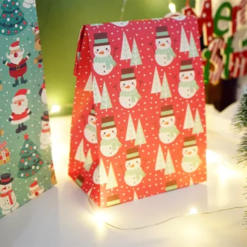 Liečbu taška snowflake Veselé Vianoce Papier Taška Snehuliak, Vianočný Strom Potravín Darčekový Balenie Vrece Narodeninovej Party Prospech Stand Bag
