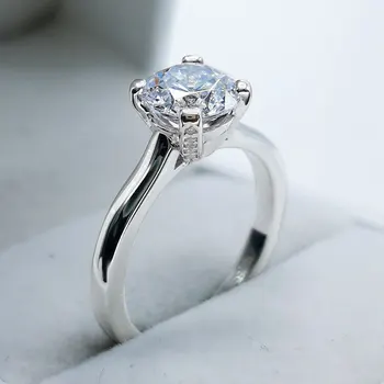COLORFISH Okrúhly Rez 1,5 ct Solitaire Zásnubné Prstene 925 Sterling Silver Šperky Výročie Svadby Láska Promise Ring