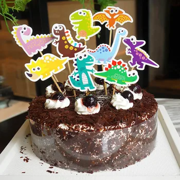 9pcs Dinosaurov Cupcake Vňaťou Zvieratá Happy Birthday Cake Vňaťou Pre Dieťa Sprcha Deti Narodeniny Dinosaurov Strany Cake Dekorácie