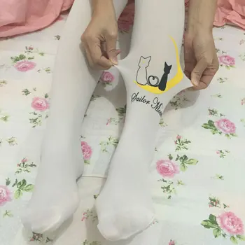 Black White Sailor Moon Pančuchy Anime Cosplay Kostým Luna Mačka Pantyhose pančuchové Nohavice Legíny, Ponožky pre Ženy Osadenie