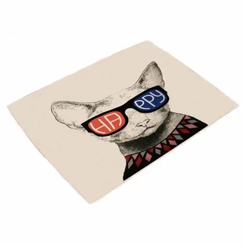 42*32 cm Cartoon Roztomilé Mačky Vytlačené Tabuľky Obrúsky pre Svadobné Party Tabuľka Obrúsok Tkaniny Polyester Západnej Večera Mat bytový Textil