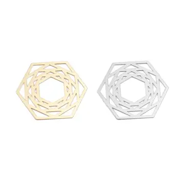 DoreenBeads Medi Filigránske Razenie Konektory Hexagon Zlatá/Strieborná Farba Kovových DIY, Takže Módne Šperky 24mm x 21 mm, 10 Ks