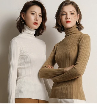 Golier sveter ženy 2020 jeseň a v zime nový kórejský vysokej krku krátkom odseku pulóver sveter tesný klesnutie tričko ženy