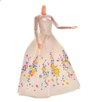 Biela Čipka Kvetina Tlače Bábika šaty handmake svadobné Šaty Módne Oblečenie Šaty Pre bábiky Oblečenie