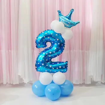 MagiDeal Všetky Čísla Koruny Balóny Stĺpec Nastaviť Happy Birthday Svadobné Party Dekor Číslo 0-9