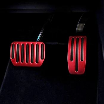2 KS Auto Hliníkovej Zliatiny Stupačky Pedále Kryt pre Tesla Model 3 Anti-Slip Urýchľovač Brzdy Nohy Pedál (Červená)