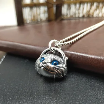 2021 nové s925 mincový striebro mačka náhrdelník prívesok, originálny dizajn