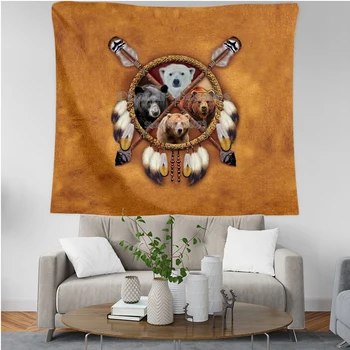Medveď Totem/Indický Rodák 3D Tlač Tapestrying Obdĺžnikový Domova Stene Visí Nový štýl 1